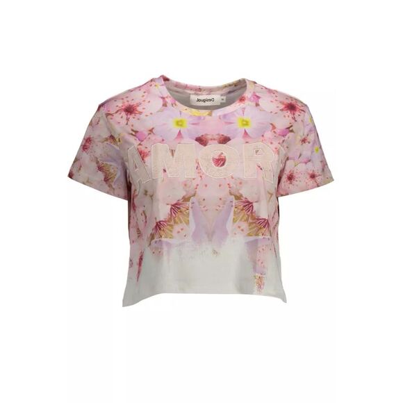 Desigual Chic Pink Embroidered Cotton Women's Tee